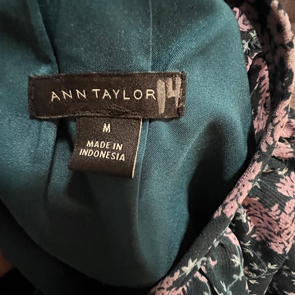 Ann Taylor Sheer Floral Long Sleeve Lined Tie Shift Dress Blue Size Medium - Picture 4 of 5